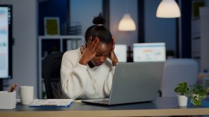 Frustrated customer struggling with a slow, confusing business website